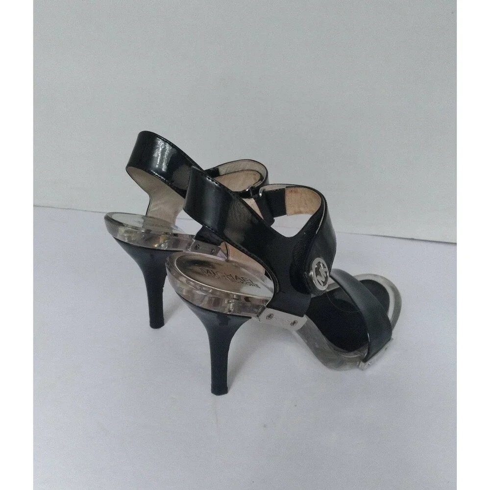 Michael Kors Black‎ Patent Leather Heels Lucite Platform Sandals